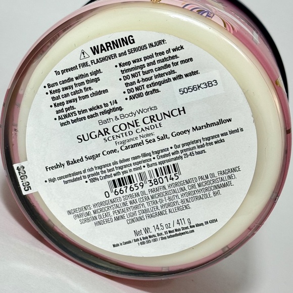 SUGAR CONE CRUNCH 3 Wick Candle - Picture 2 of 2